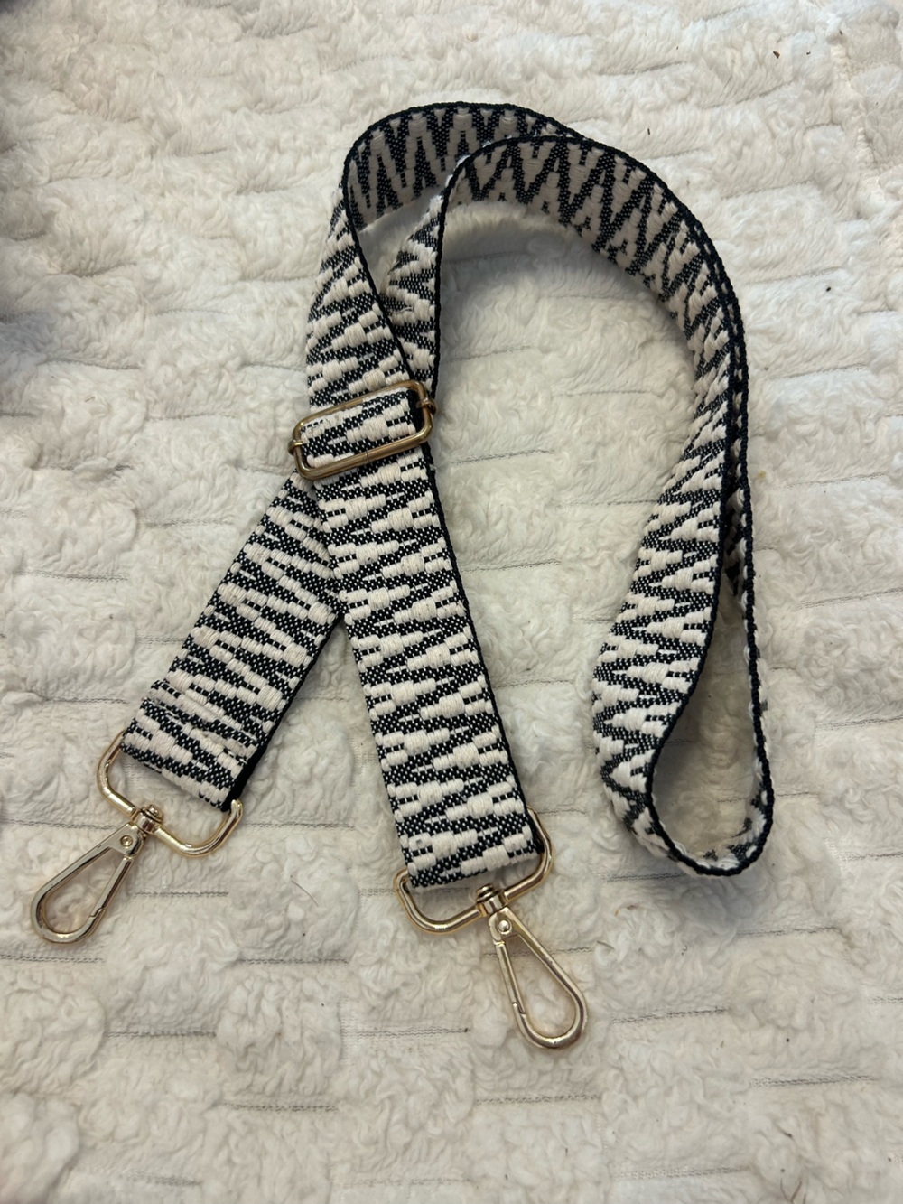 Black & White Woven Guitar Purse Strap | Gold Hardware | Replacement Adjustable